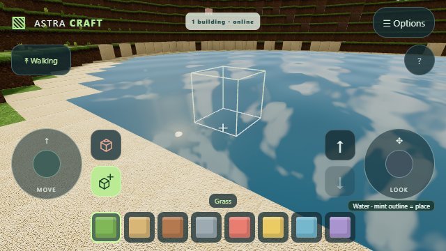 Landscape game with Move and building on the left, Look and jump on the right