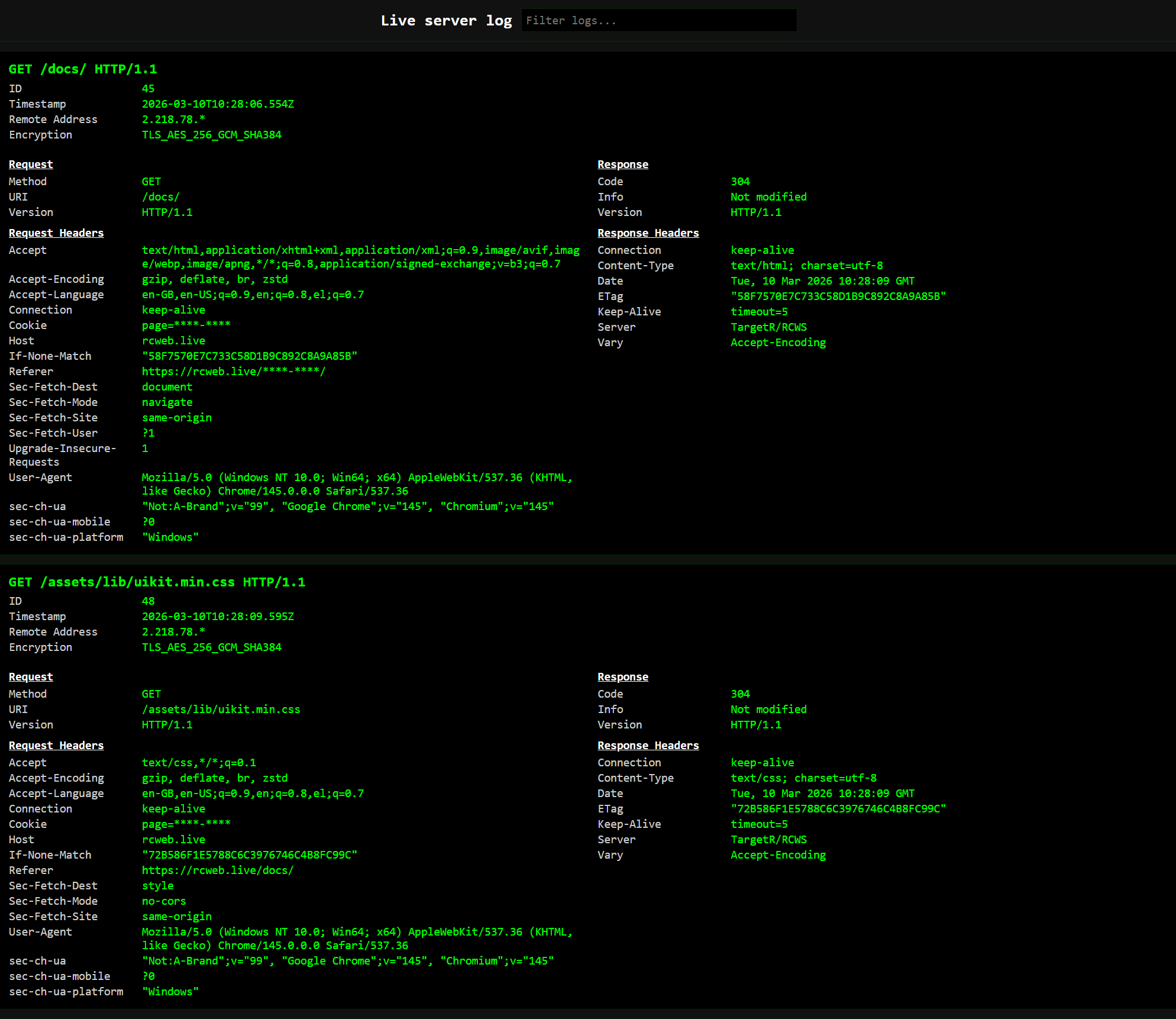 Live Logs