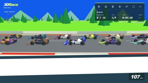 3DRace cars racing on Pine Circuit