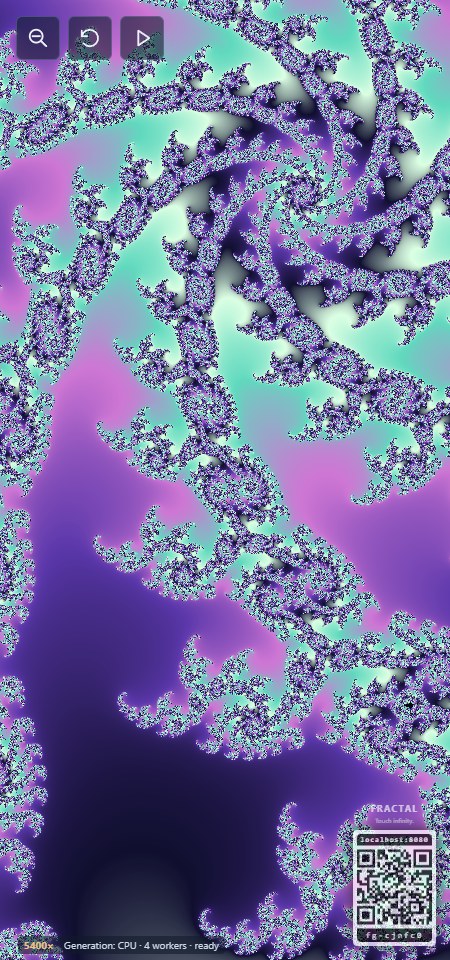 Portrait Fractal display exploring Square pattern in Aurora colours