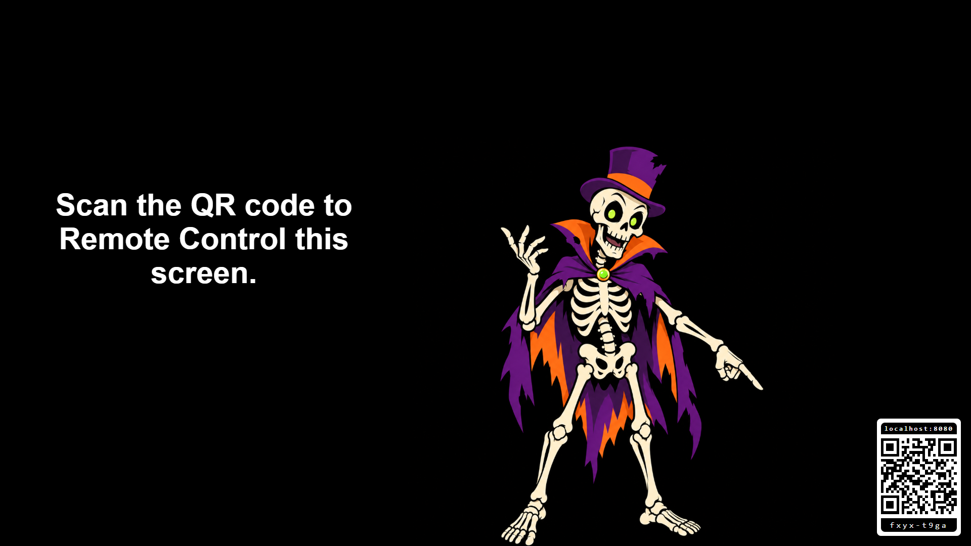Full-length Simple character pointing to the QR code