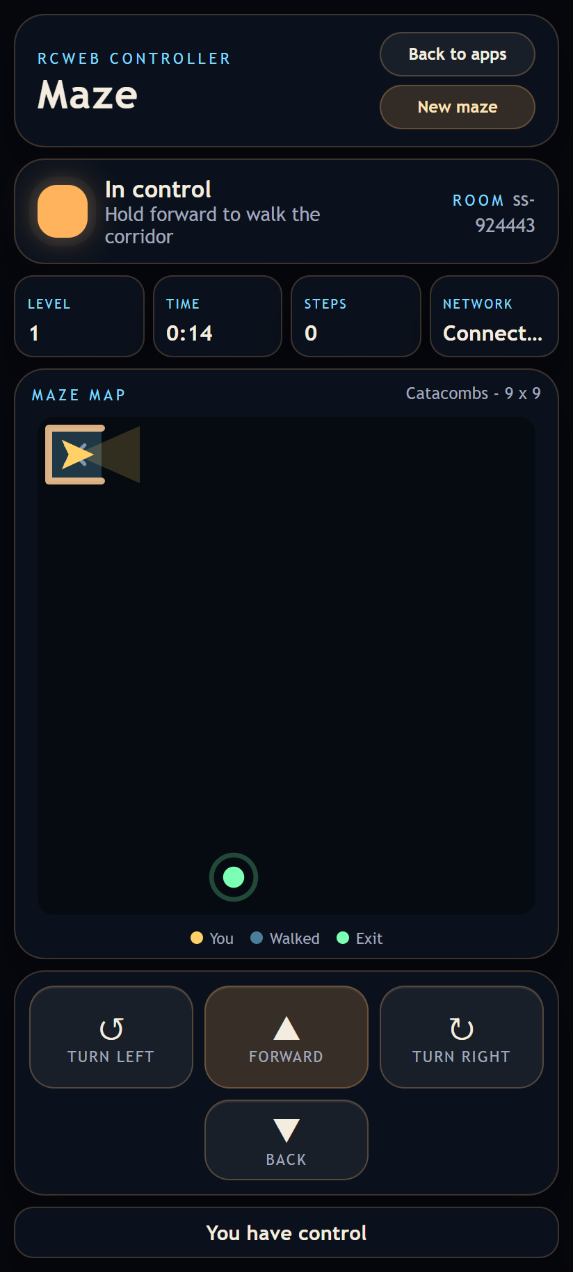 Maze map after the first movement