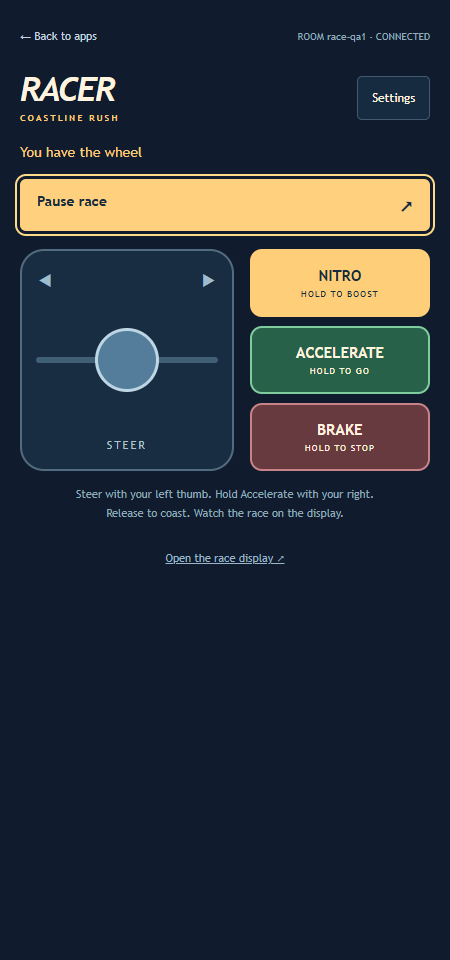 Racer Control Racer phone controls
