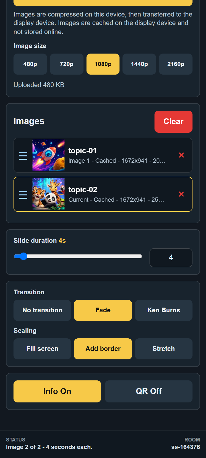 Controller with QR display setting changed