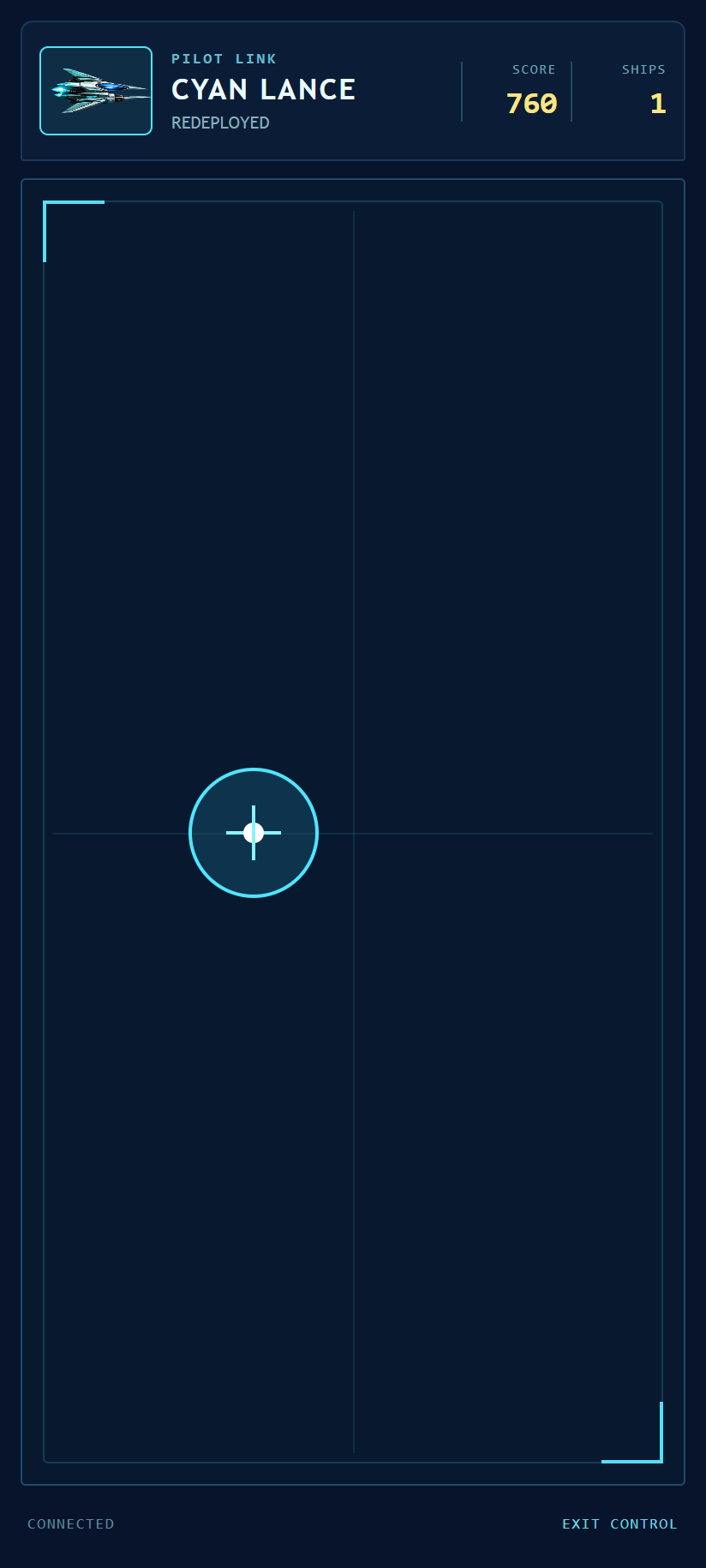 Pilot control pad linked to the ship